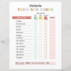 Colorful Picky Eater Chart with Food Rating System