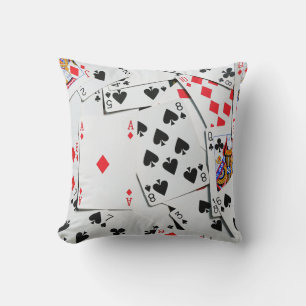 Colorful Pile of Poker Playing Cards Throw Pillow
