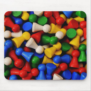Colorful Pile of Wooden Game Pieces Mouse Pad
