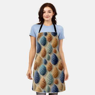 Colorful Pine Cones Winter Pattern Apron