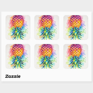 Colorful pineapple square sticker