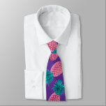 Colorful Pineapples Tie<br><div class="desc">Colorful pineapples pattern on a violet background.</div>