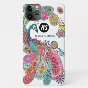 Colorful Pink Blue Bright Peacock Floral Paisley iPhone 11 Pro Max Case