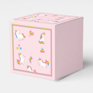 Colorful Pink Unicorns Favor Box