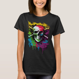 Colorful Pirate Flag Skull Bones Jolly Roger Graph T-Shirt