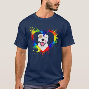 Colorful Pitbull Terrier Dog Lover Dad Mom, Boy Gi T-Shirt