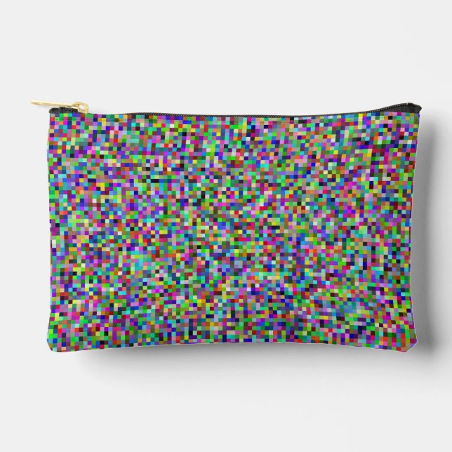 Colorful Pixel Squares Background Pattern Accessory Pouch (Front)