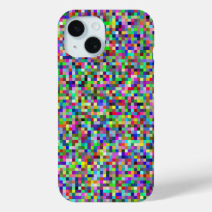 Colorful Pixel Squares Background Pattern iPhone 15 Case
