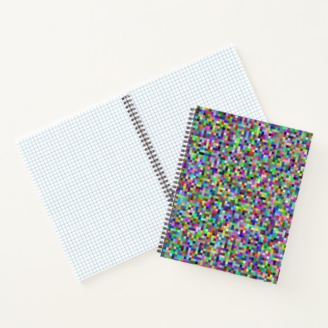 Colorful Pixel Squares Background Pattern Notebook (Inside)