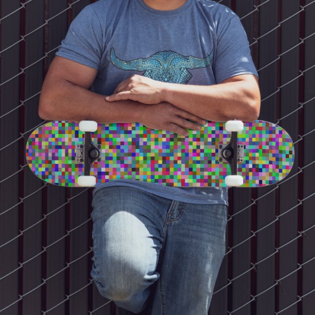 Colorful Pixel Squares Background Pattern Skateboard (Outdoor 3)