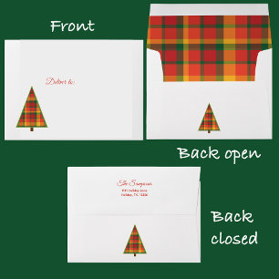 Colorful Plaid Christmas 5 x 7 Envelope