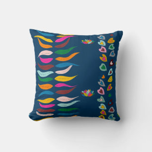 Colorful plants with navy blue background throw pillow