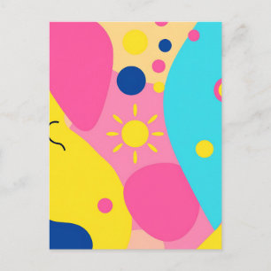 Colorful Playful Organic Shapes Pattern Postcard
