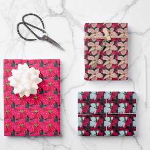 Colorful Poinsettias Floral Holiday Wrapping Paper Sheet