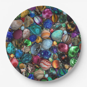 Colorful Polished Stones Paper Plate