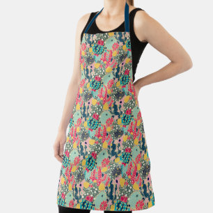 Colorful Polka Dot Cactus Pattern Apron