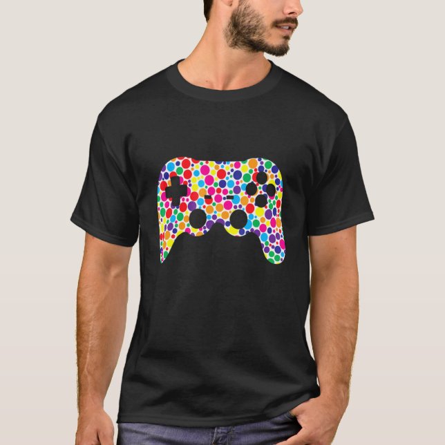 Colorful Polka Dot Game Controller International D T-Shirt (Front)