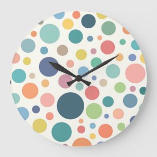Colorful Polka Dots Large Clock
