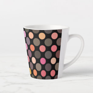 colorful polka dots on black latte mug
