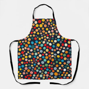 Colorful Polka Dots on Dark Background Apron