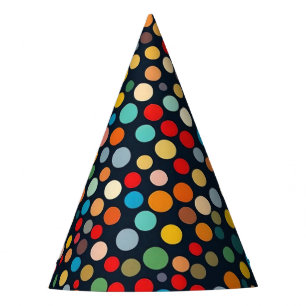 Colorful Polka Dots on Dark Background Party Hat