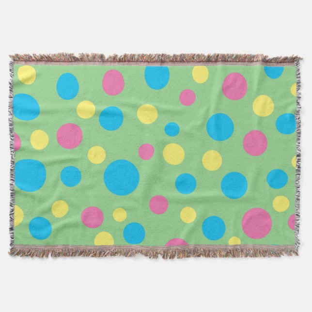 Colorful polka dots pattern throw blanket (Front)