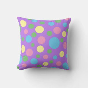 Colorful polka dots pattern throw pillow