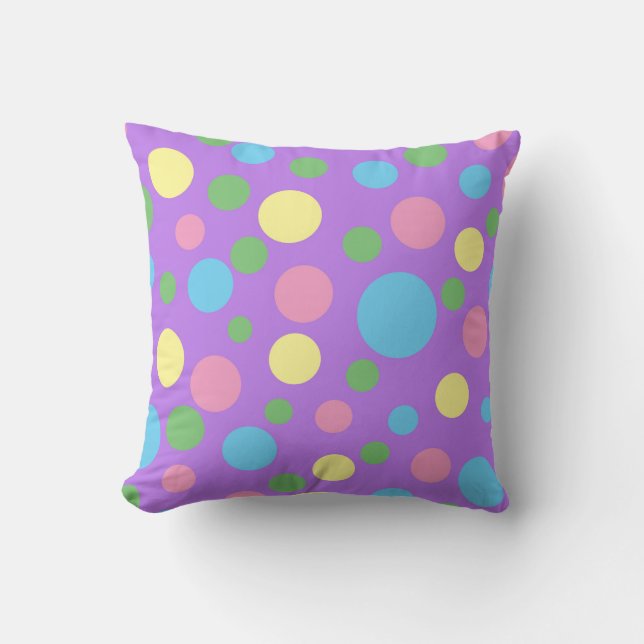 Colorful polka dots pattern throw pillow (Front)