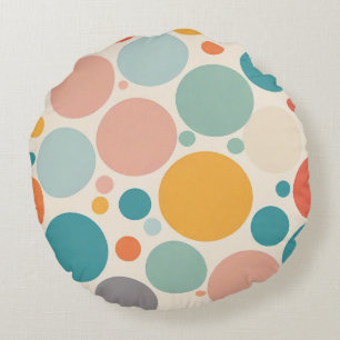 Colorful Polka Dots Round Pillow