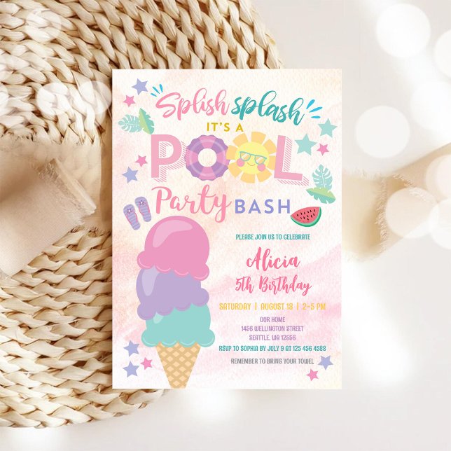 Colorful Pool Party Birthday Invitation (Creator Uploaded)