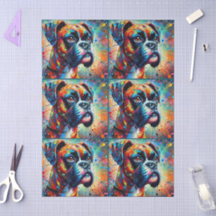 Colorful Pop Art Boxer Dog Decoupage  Tissue Paper