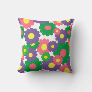 Colorful pop art flowers pattern cushion
