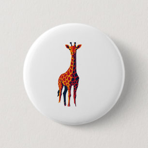 Colorful Pop Art Giraffe � Modern Savannah Art at  2 Inch Round Button