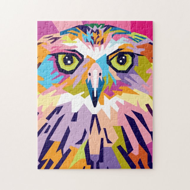 Colorful Pop Art Owl Portrait Jigsaw Puzzle (Vertical)