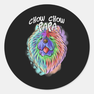 Colorful Pop Art Portrait Chow Chow Dog Dad Classic Round Sticker
