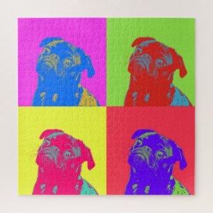Colorful Pop Art Pug Portrait Jigsaw Puzzle