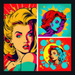 Colorful Pop Art Retro Women Art Poster<br><div class="desc">Colorful Pop Art Retro Women Art</div>