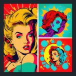 Colorful Pop Art Retro Women Art Poster<br><div class="desc">Colorful Pop Art Retro Women Art</div>