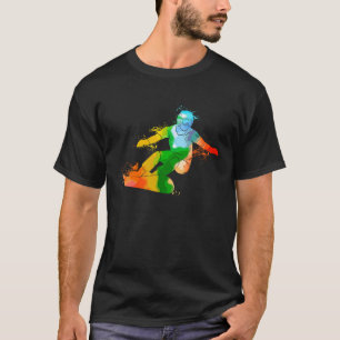 Colorful Pop Portrait Snowboarding T-Shirt