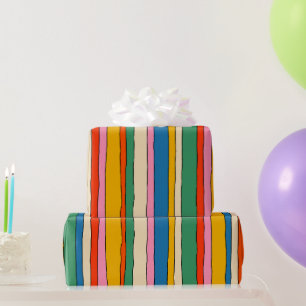 Colorful Pop Stripes Cheerful Lined Pattern Wrapping Paper