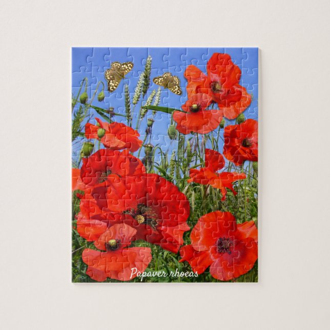 Colorful Poppy Field and Butterflies Jigsaw Puzzle (Vertical)