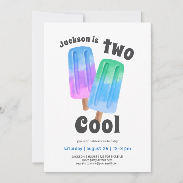 Colorful Popsicle Boy 2th Birthday Invitation (Front)