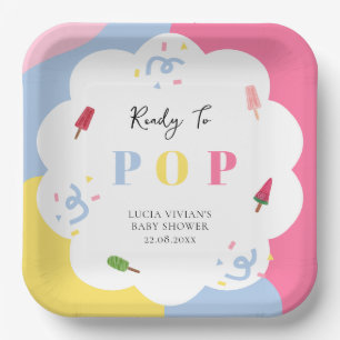 Colorful Popsicle Ready to Pop Baby Shower Paper Plate