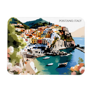 Colorful Positano Italy Amalfi Coast Illustration Magnet