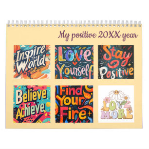 Colorful positive quotes new year calendar