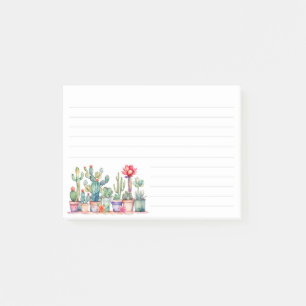 Colorful Potted Cacti And Succulents Lined Post-it Notes