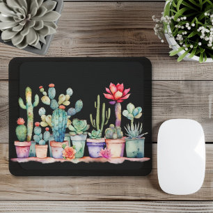 Colorful Potted Cacti And Succulents Mouse Pad
