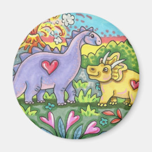 COLORFUL PREHISTORIC DINOSAURS, CUTE DINO FRIENDS MAGNET