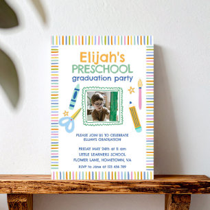 Colorful Preschool Graduation Party Invitation