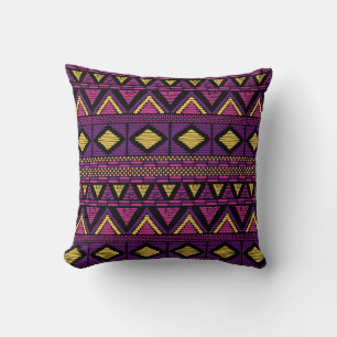  Colorful print and ethnic texture Throw Pillow